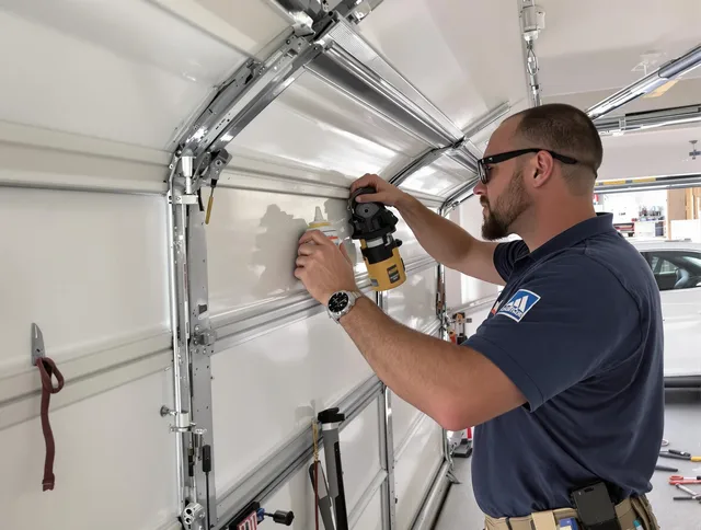 Pasadena Garage Door Repair technician quieting a noisy garage door in Pasadena
