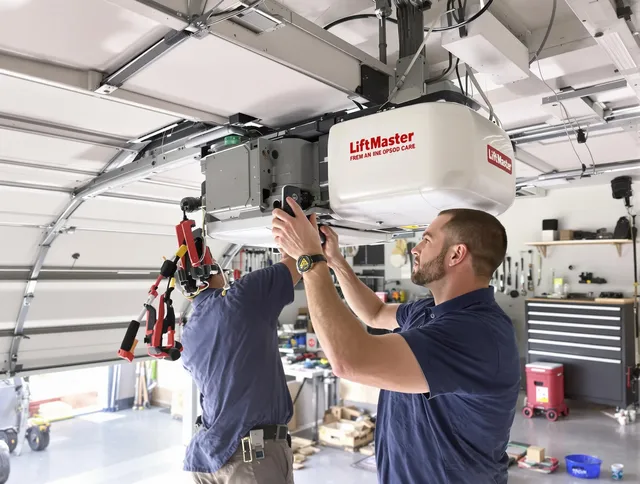Pasadena Garage Door Repair technician performing advanced diagnostics on garage opener in Pasadena