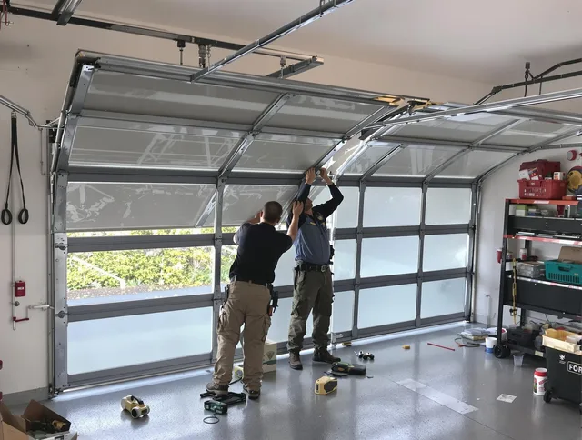 Pasadena Garage Door Repair expert performing precise panel replacement on Pasadena garage door